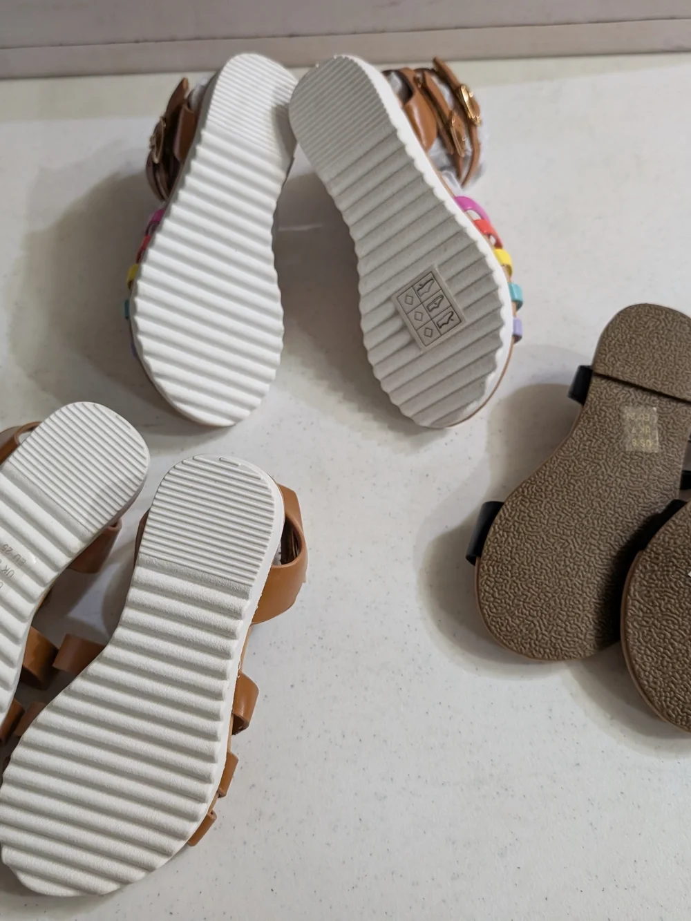 3 Pair Toddler Size 9 Fabkids Sandals Black White Multi Strappy Sandals -